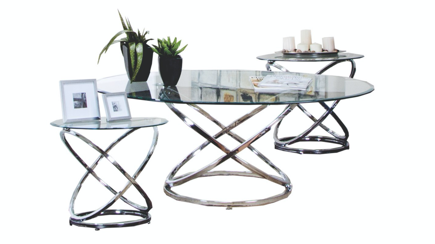 3 Piece Gyro Chrome and Glass Table Set — Daniels Furniture | Cleveland,  Bedford, Euclid, Garfield Heights, Maple Heights, Richmond Heights | 